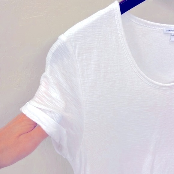 JAMES PERSE Standard Cotton white rolled sleeve Tshirt Dress, lined, size L - Picture 6 of 15